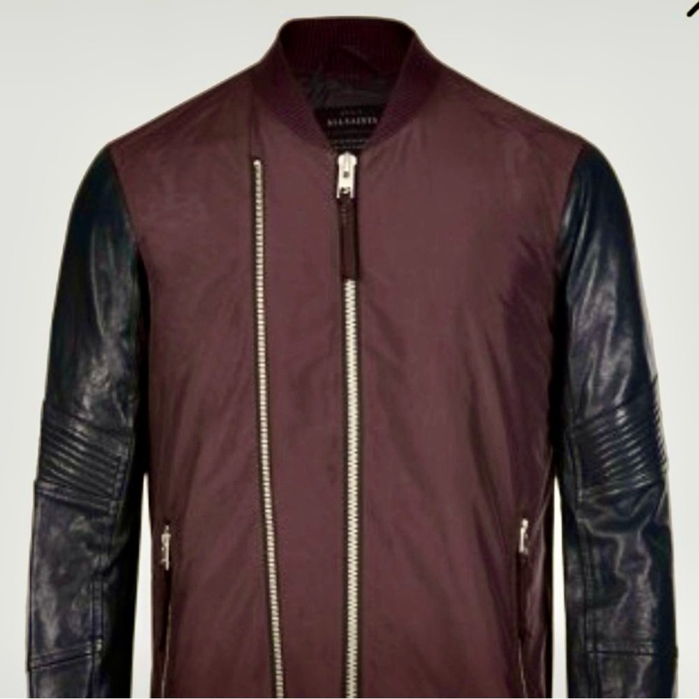 Burgundy and Black Bomber Jacket